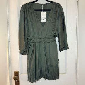 NWT Zara Romper Dress Sz M Green
